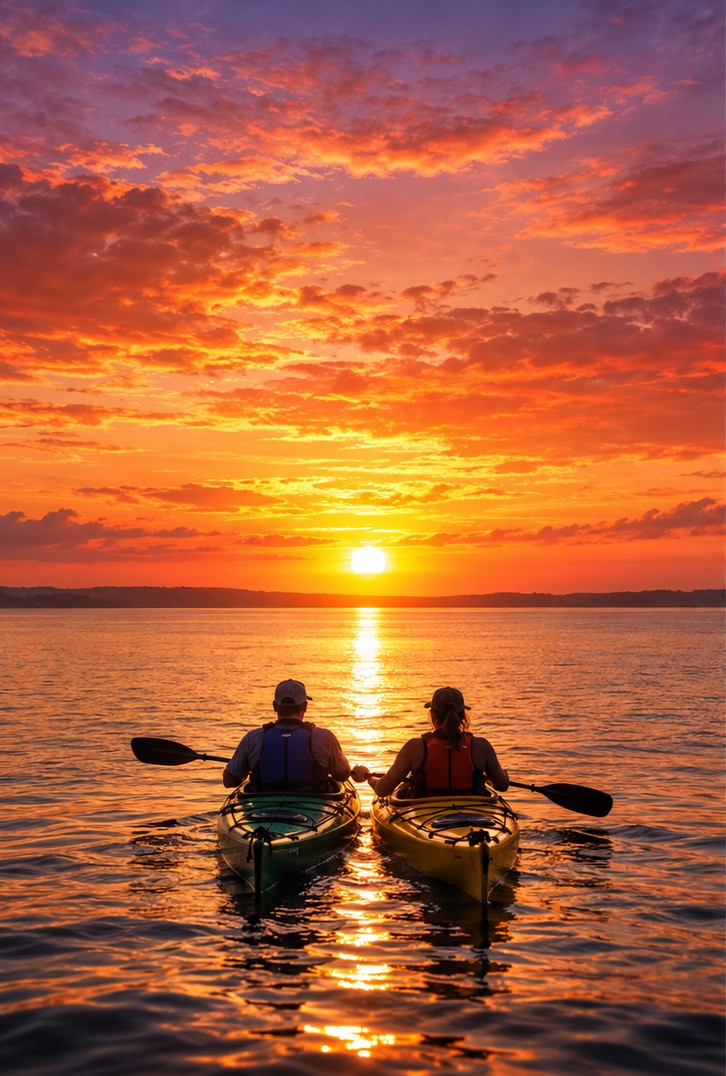 Illustrative golden sunset over the Chesapeake Bay